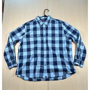 Untuckit Shirt Men 3XL Blue Check Cotton Roll Tab Sleeve Button Up Everyday Wear